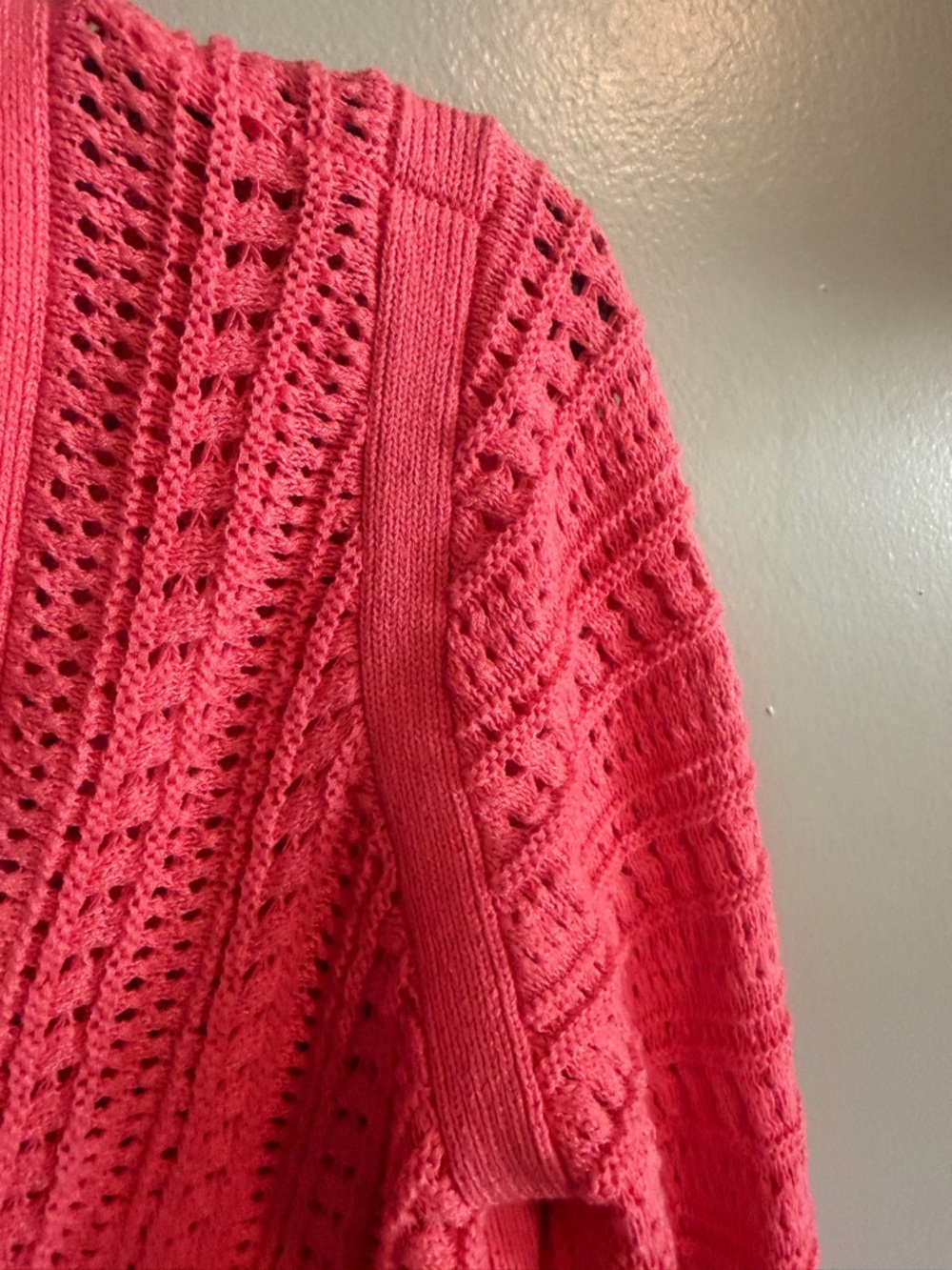 Talbots Coral Openwork Knit Button-Front Cardigan Sweater size medium - Picture 9 of 14